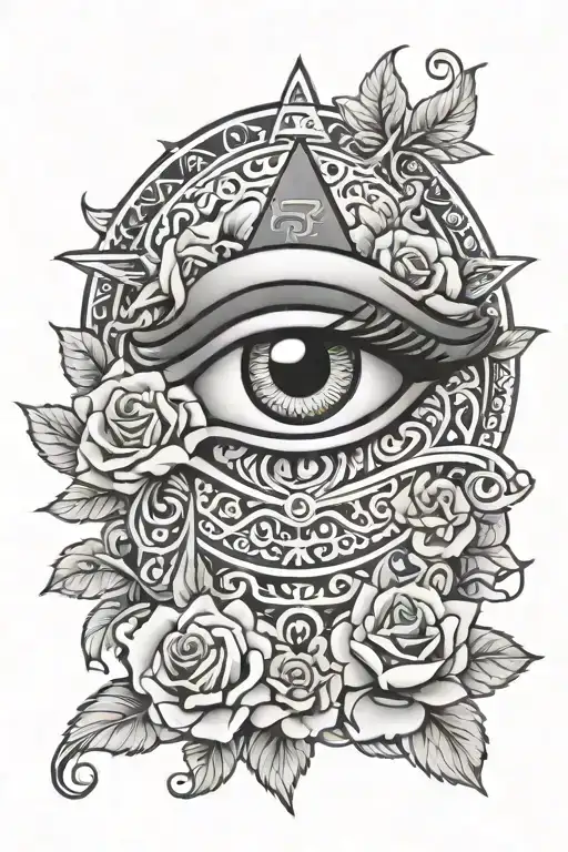 Eye of Horus with roses around  tattoo design idea