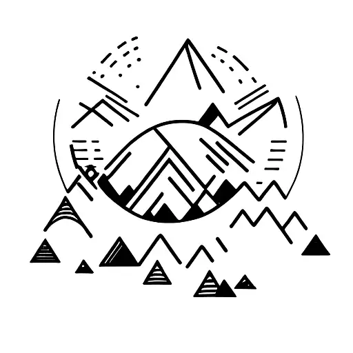 A minimalist tattoo of a trading graph with mountains in the background tattoo design idea