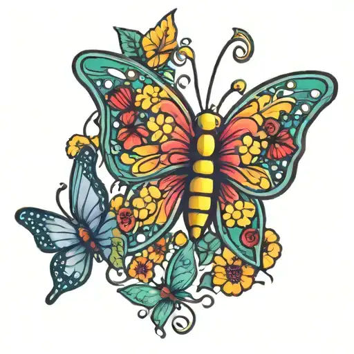 gummy bears and butterflies  tattoo design idea