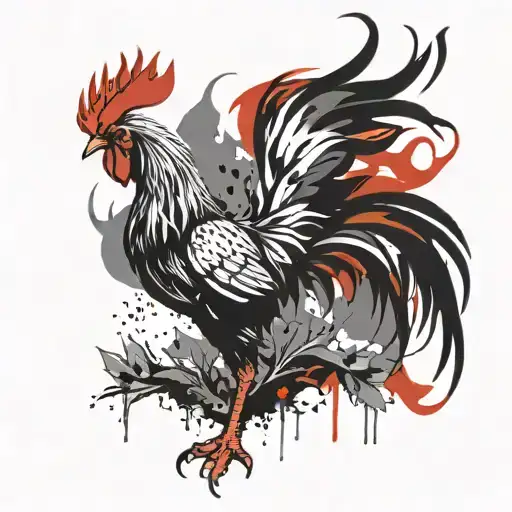 Phoenix rooster standing tall tattoo design idea