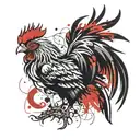 Phoenix rooster standing tall tattoo design idea
