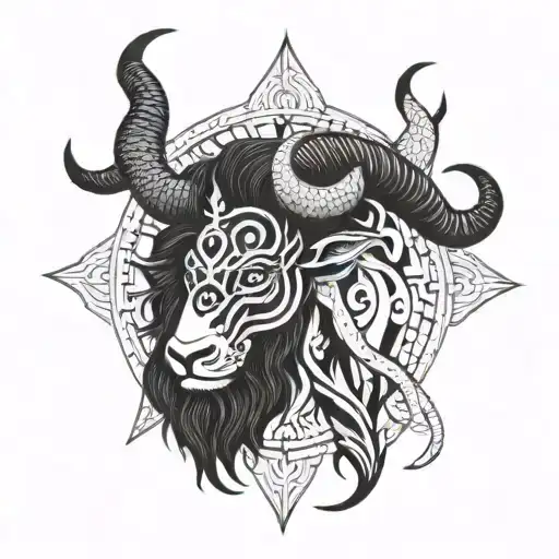 suryaputra Karn and Taurus zodiac sign tattoo design idea