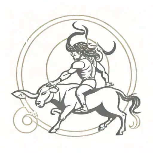 suryaputra Karn and Taurus zodiac sign tattoo design idea