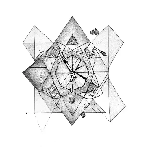 Triangle with timepiece tattoo design idea