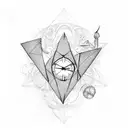 Triangle with timepiece tattoo design idea