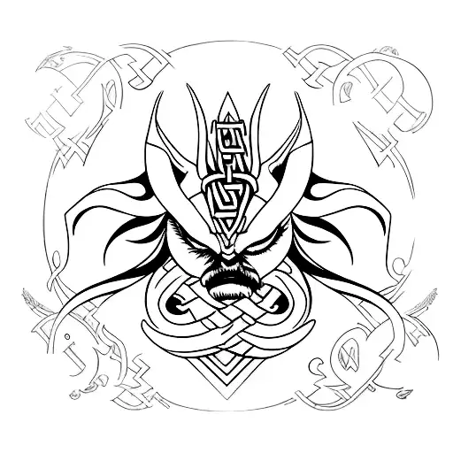 Norse design with well of echoes symbol tattoo design idea