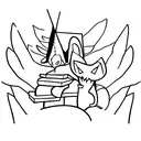 Stack of books with fantasy creatures emerging tattoo design idea