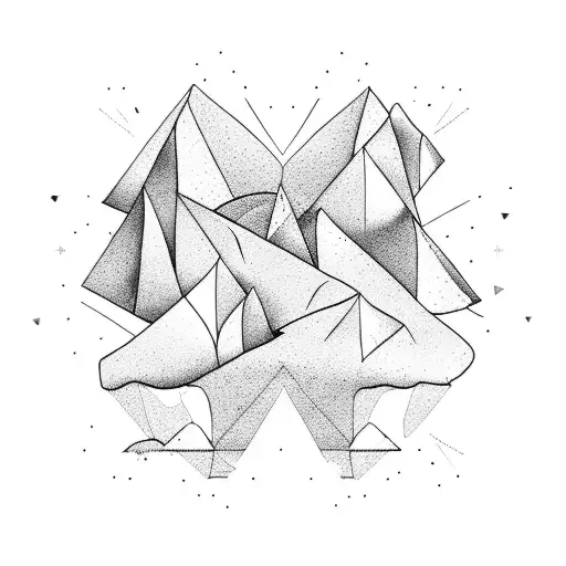 a mountain the ocean a sand dune all in separate triangles  tattoo design idea