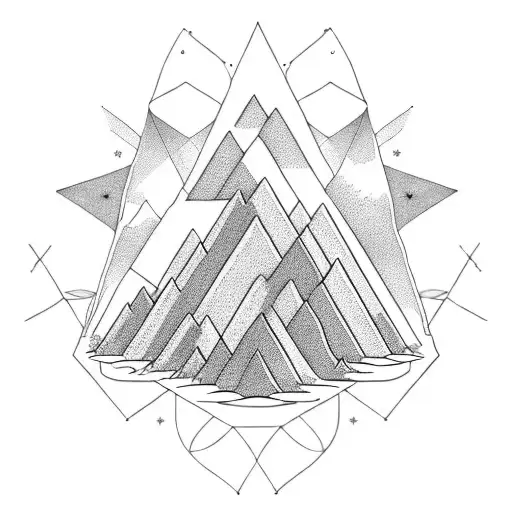 a mountain the ocean a sand dune all in separate triangles next to each other  tattoo design idea