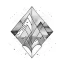 a mountain the ocean a sand dune all in separate triangles  tattoo design idea