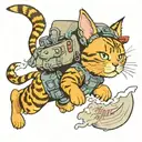 airborne cat  tattoo design idea