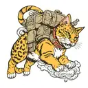 airborne cat  tattoo design idea