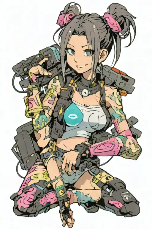 Lucy Kushinada from cyberpunk edgerunners smile face tattoo design idea