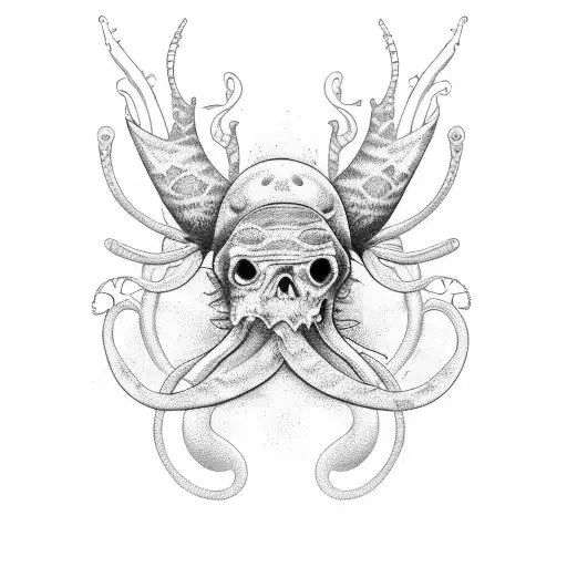 A sketch-style tattoo of an art gallery filled with sea creatures tattoo design idea