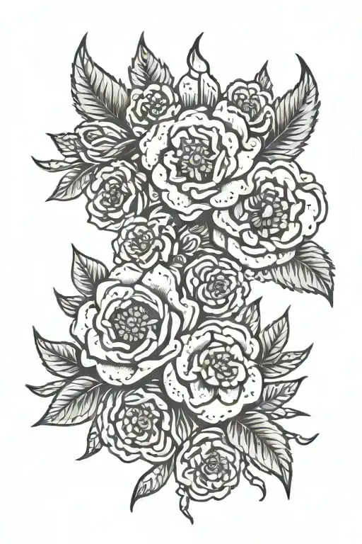 barbell Olympic flower surrounded tattoo design idea