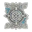 blue celtic knot shield tattoo design idea