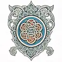 blue celtic knot shield tattoo design idea
