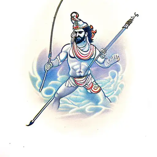 the back sidelord rama holding bow tattoo design idea