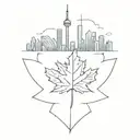 A stylized maple leaf design incorporating elements of the Toronto skyline and the CN Tower tattoo design idea