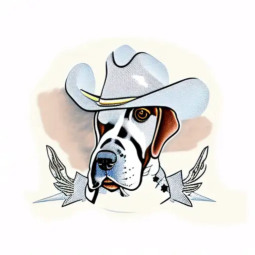 basset hound with cowboy hat tattoo design idea