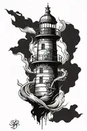 lighthouse with anchor tattoo design idea