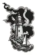 lighthouse with anchor tattoo design idea
