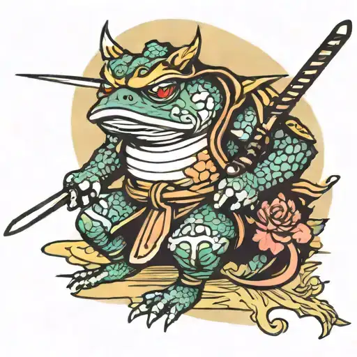 toad samurai tattoo design idea