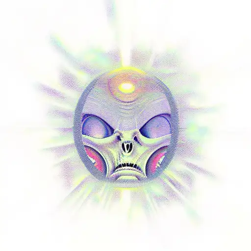 Under the eerie glow of an alien spacecraft, a bewildered individual is lifted from their living room by a mysterious be tattoo design idea