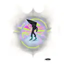 person being abducted from a house by an alien spacecraft tattoo design idea