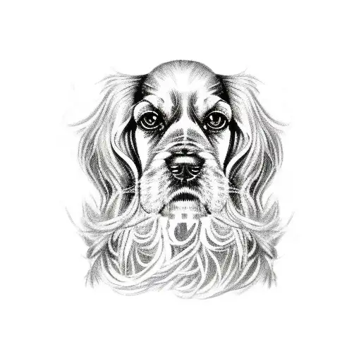 english cocker spaniel with long hair tattoo design idea