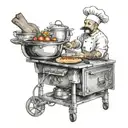 A chef cooking up a storm in the kitchen tattoo design idea