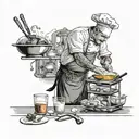 A chef cooking up a storm in the kitchen tattoo design idea