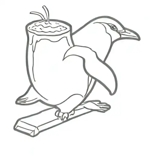 penguin eating a toast tattoo design idea