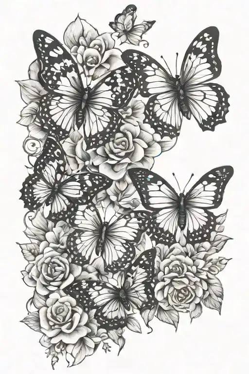 Butterflies and cat paws tattoo design idea