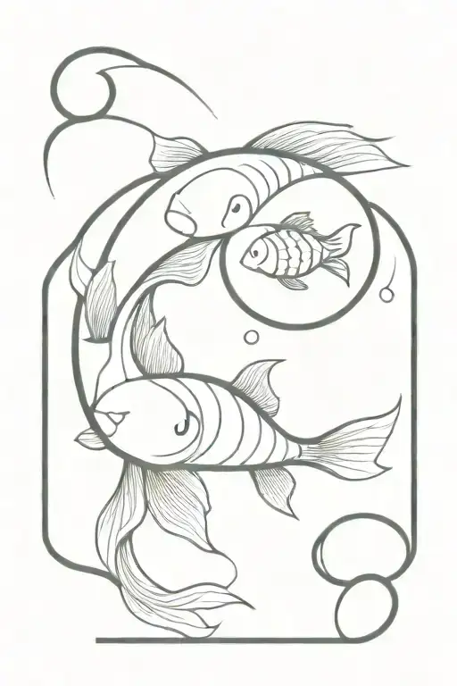 Minimal koi fish yin yang tattoo design idea