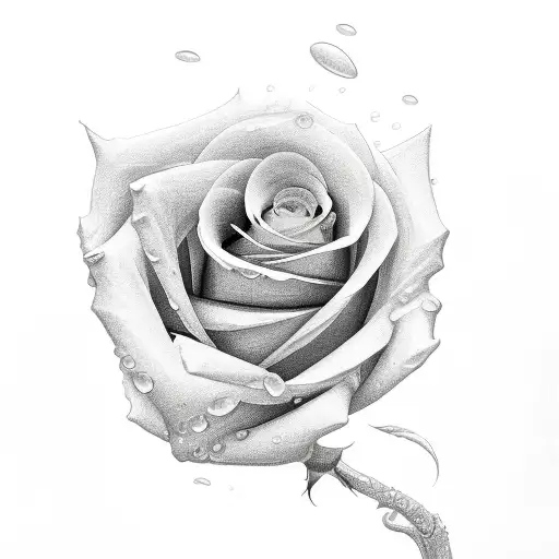 Rose and Rain tattoo design idea