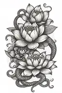 lotus and snake tattoo design idea