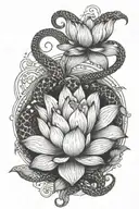 lotus and snake tattoo design idea