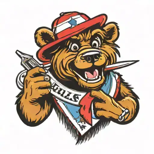 alf with cubs pennant tattoo design idea