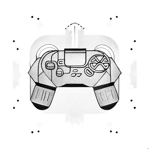A glitched gaming controller with circuitry tattoo design idea