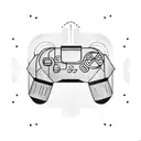 A glitched gaming controller with circuitry tattoo design idea