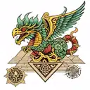 Quetzalcoatl surrounding the pyramid of the sun of May tattoo design idea