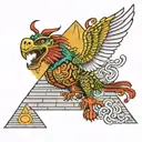 Quetzalcoatl surrounding the pyramid of the sun of May tattoo design idea
