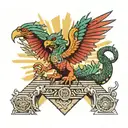 Quetzalcoatl surrounding the pyramid of the sun of May tattoo design idea