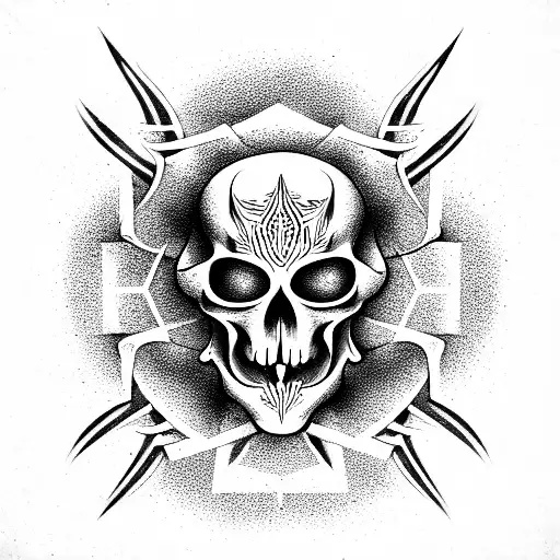 Scull with gemini symbol tattoo design idea