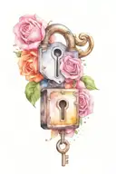 lock and key intertwined tattoo design idea