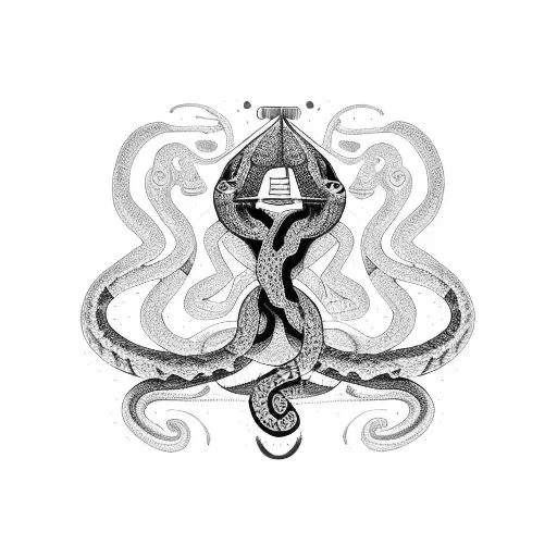 libra scales with snakes involved tattoo design idea