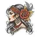 gypsy woman face tattoo design idea