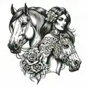 face gypsy woman and horse tattoo design idea