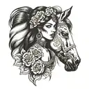 face gypsy woman and horse tattoo design idea